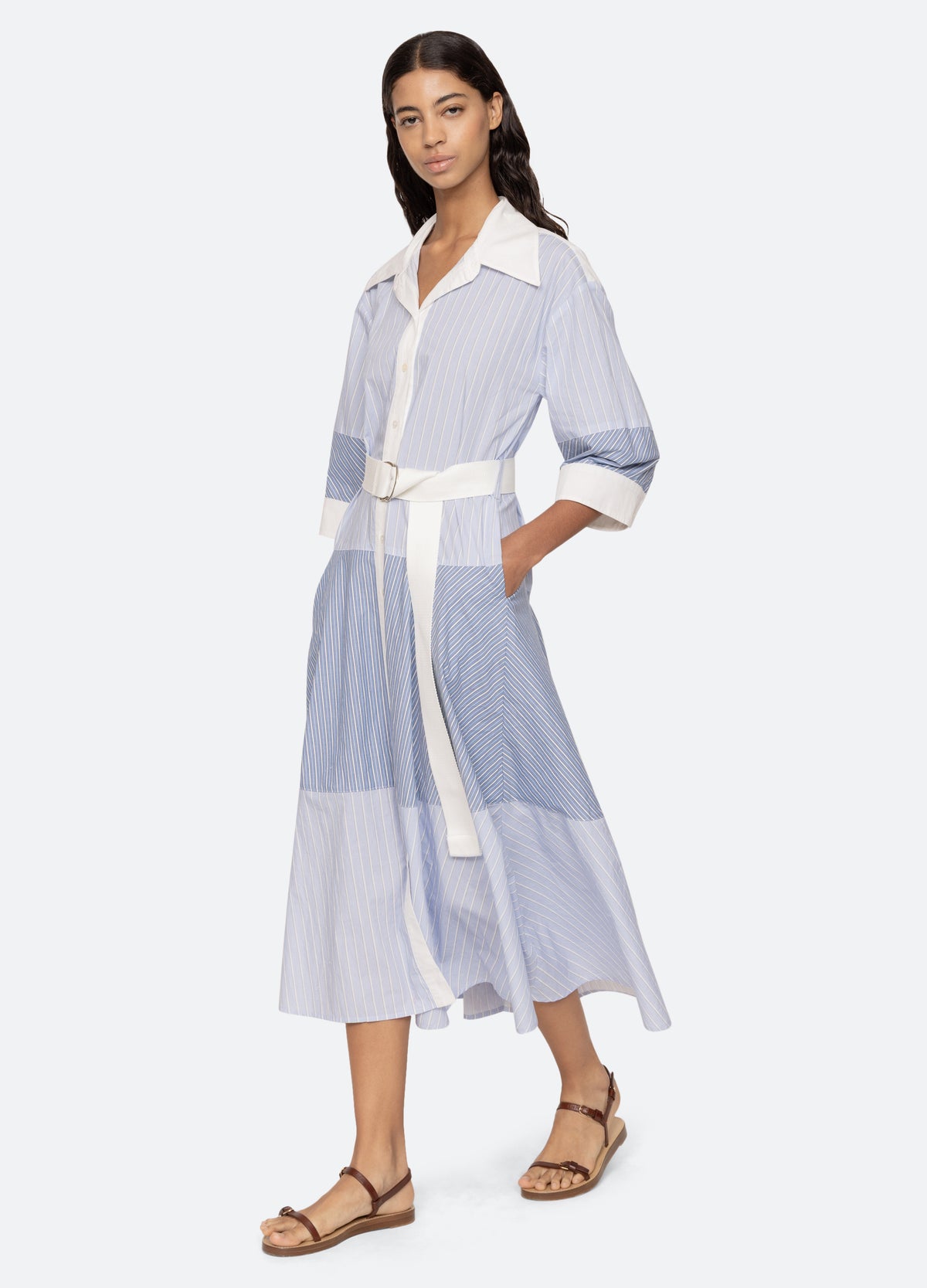 blue-helmi shirt dress-front view