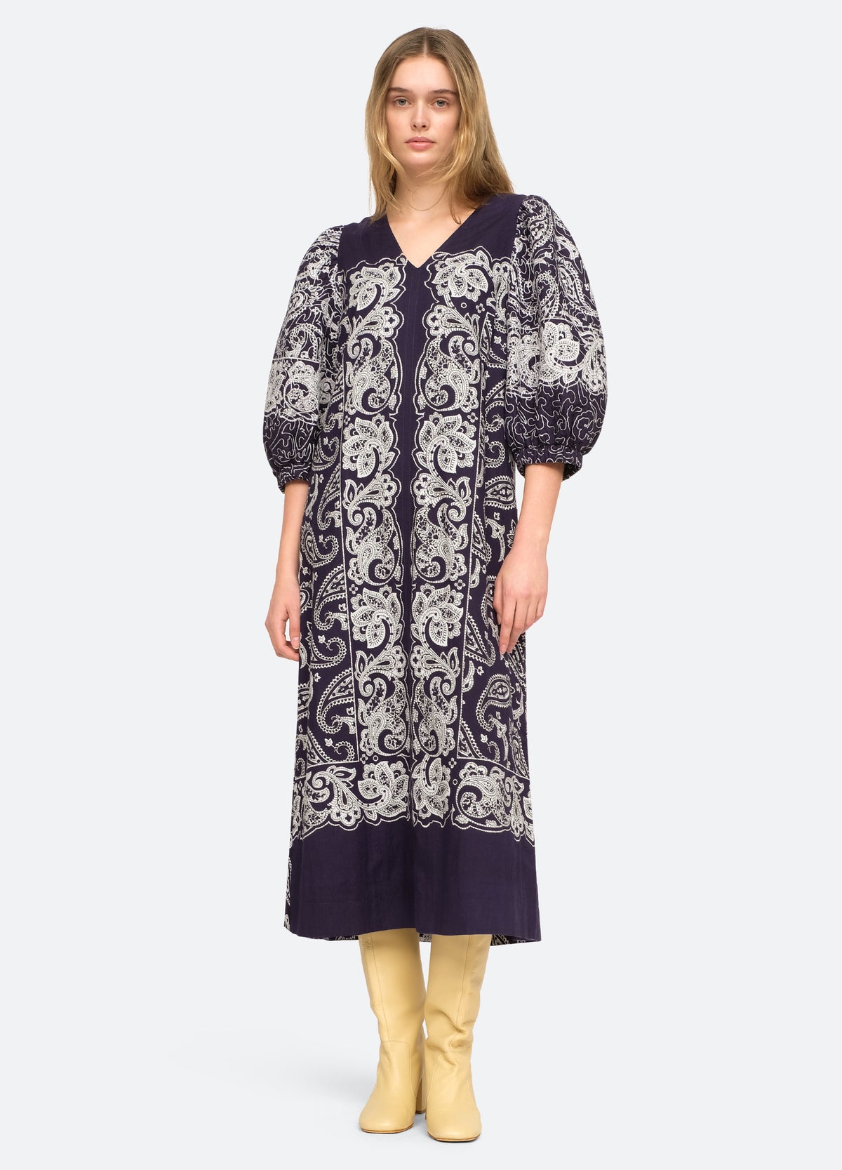 navy-theodora dress-front view