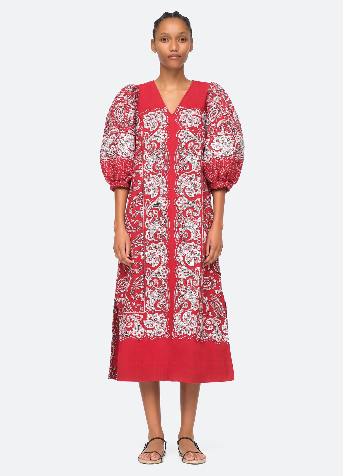 red-theodora dress-front view - 5