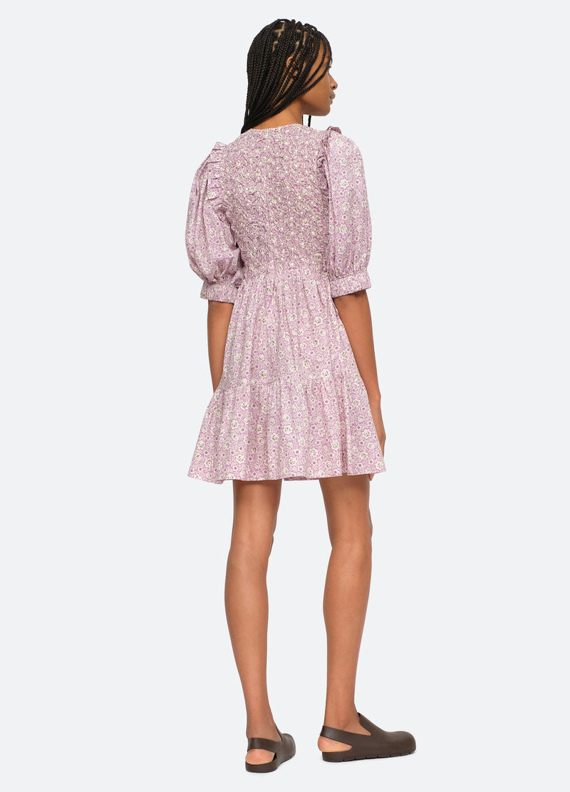 lilac-ida puff slv dress-back view - 8