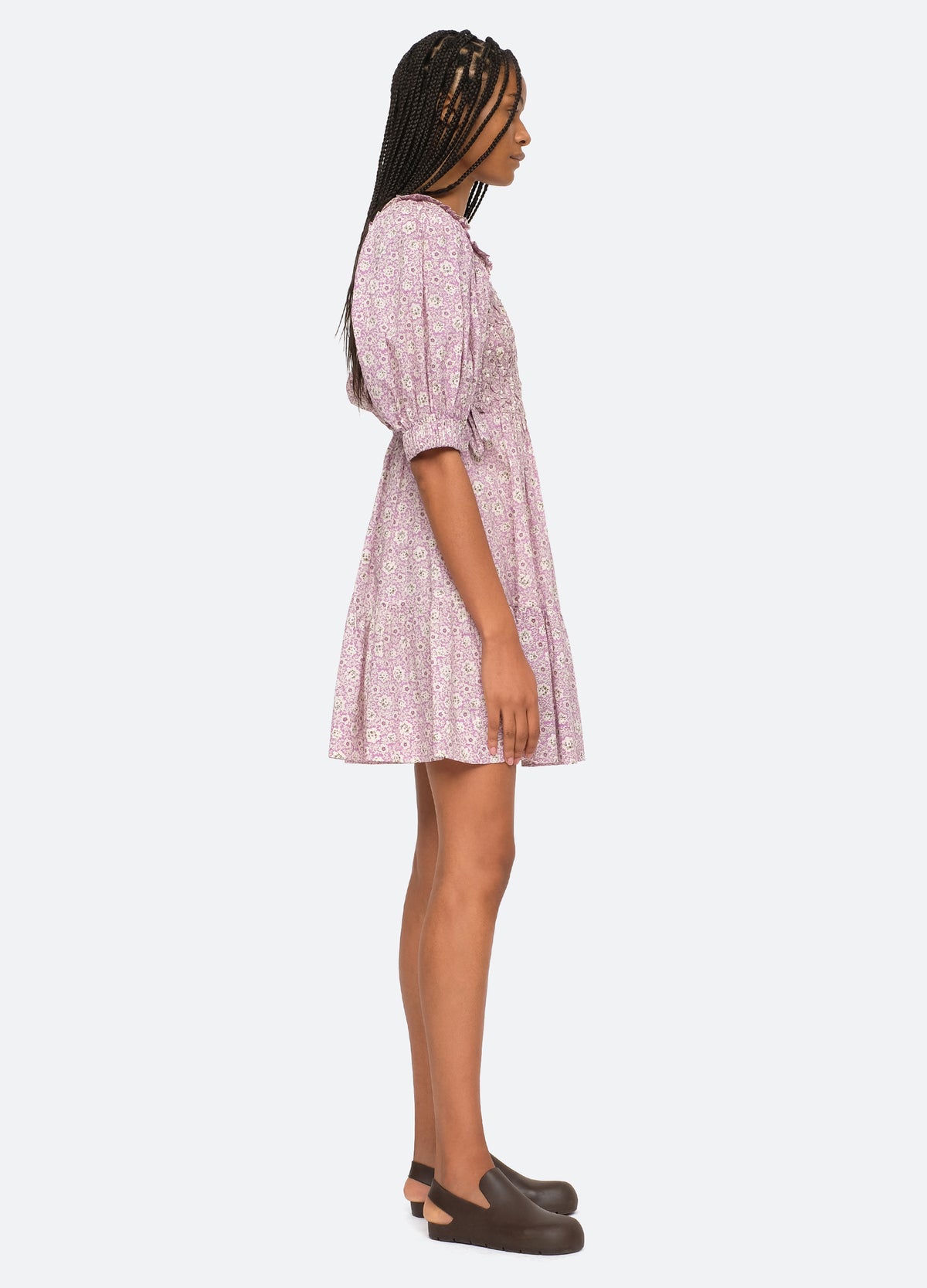 lilac-ida puff slv dress-side view - 9