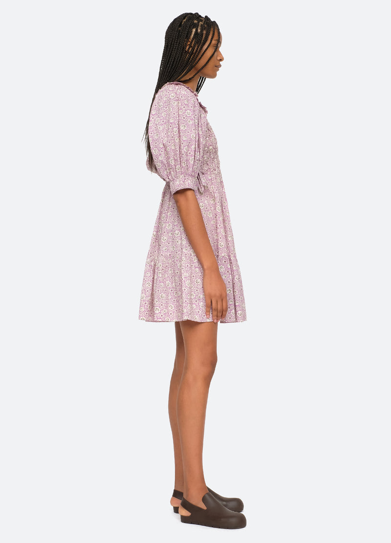 lilac-ida puff slv dress-side view - 9
