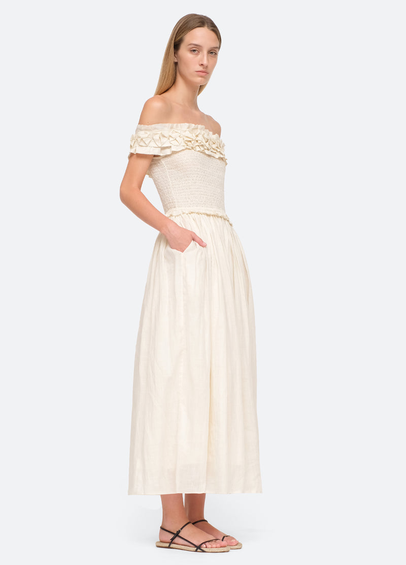 cream-frida dress-three quarter view 2 - 7