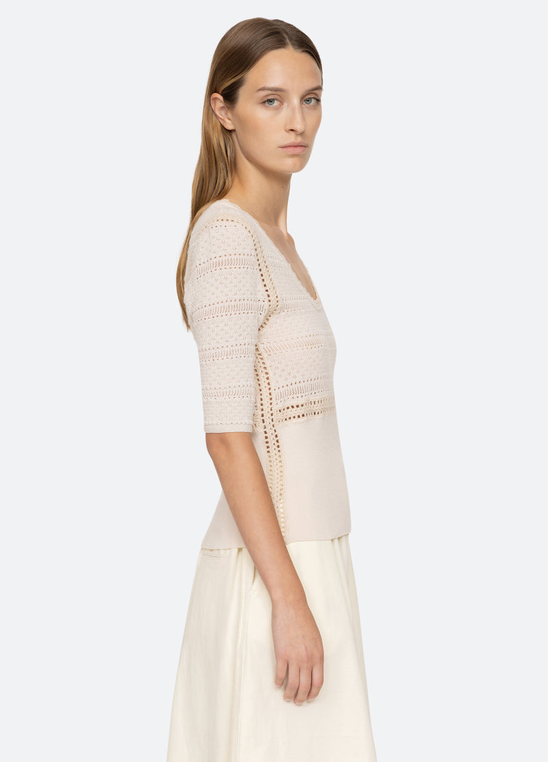 cream-syble s/s sweater-side view - 5