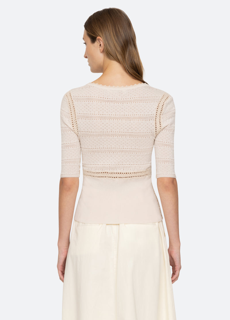 cream-syble s/s sweater-back view - 4