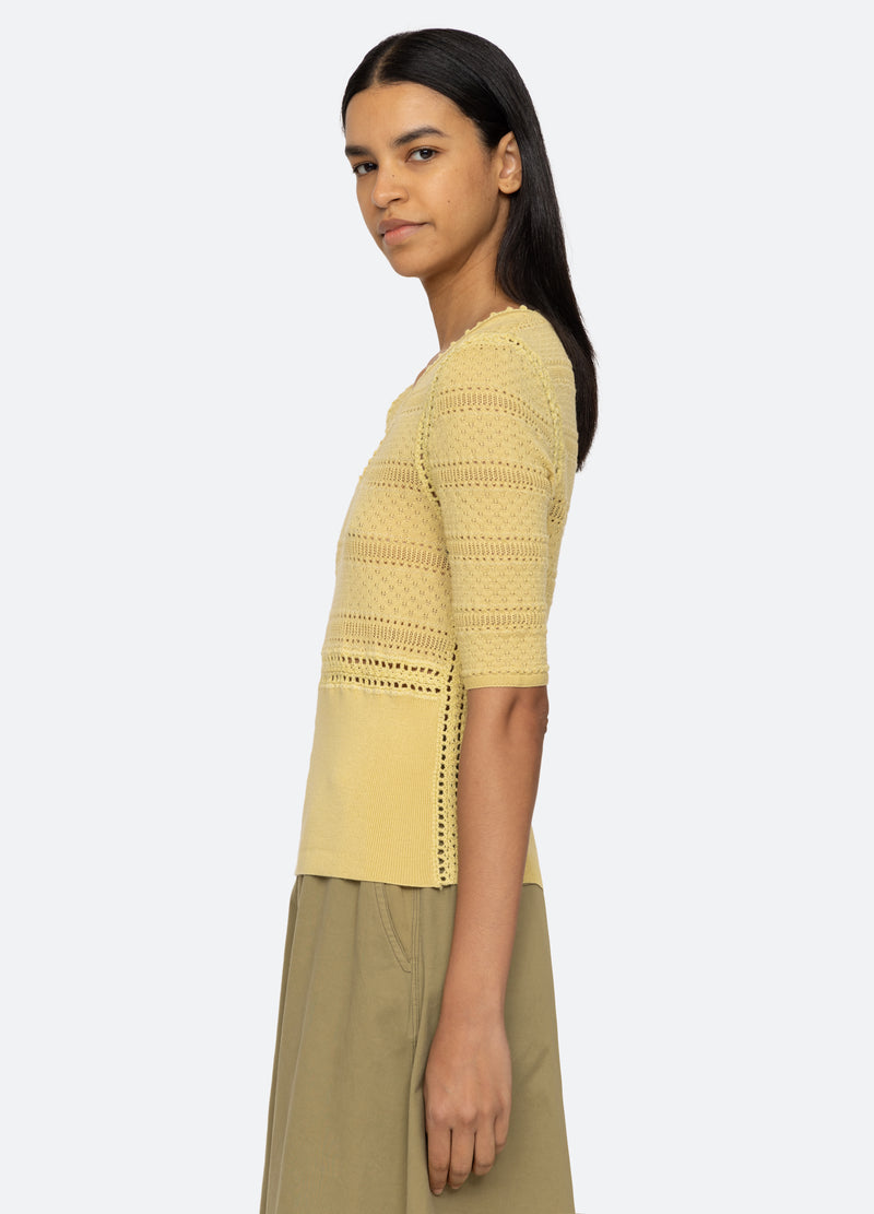 yellow-syble s/s sweater-side view - 10