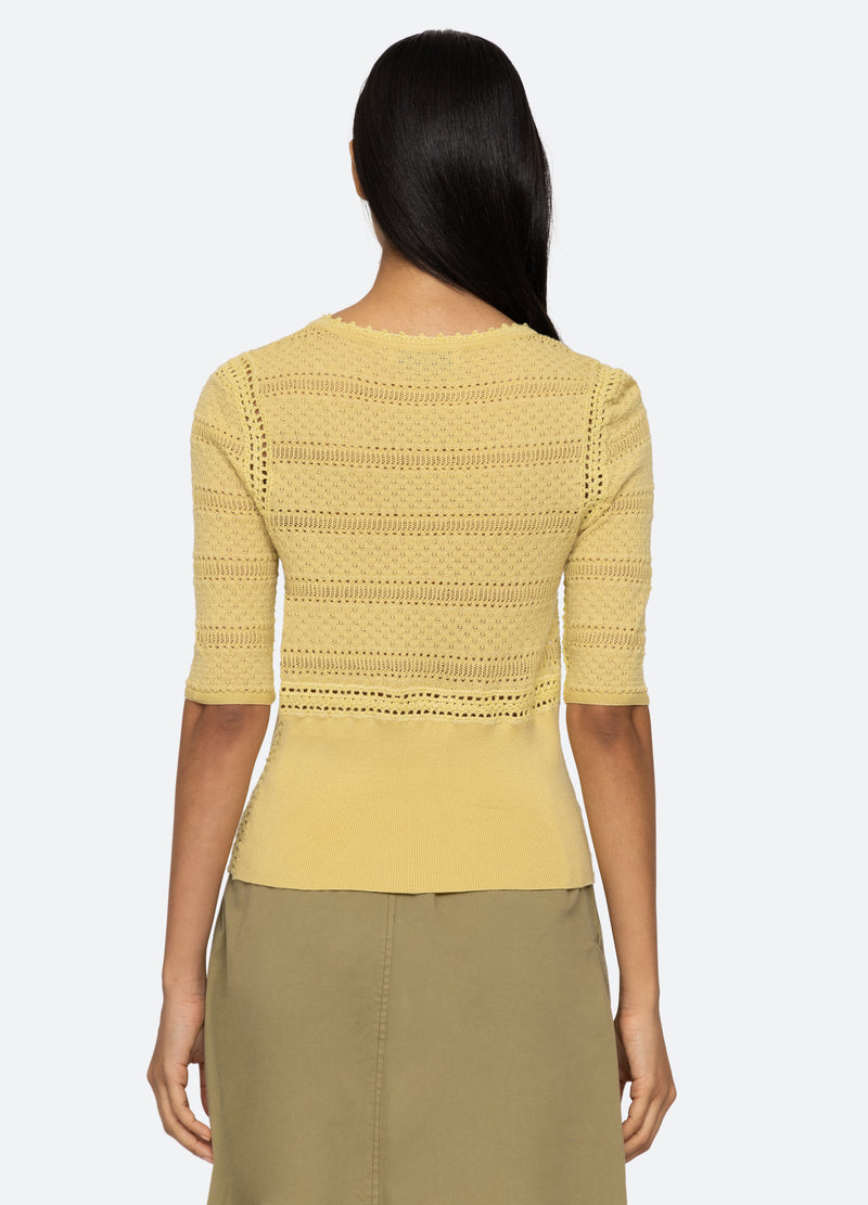 yellow-syble s/s sweater-back view - 9