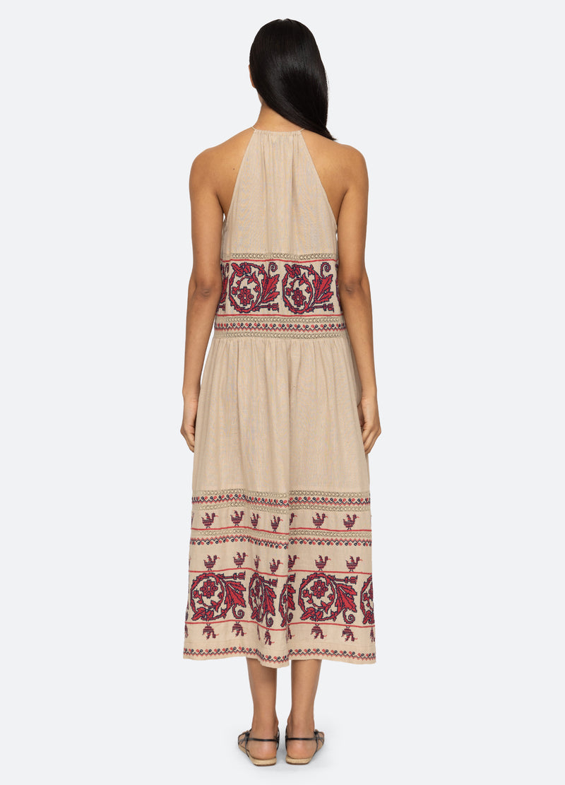 taupe-beena halter neck dress-back view - 2