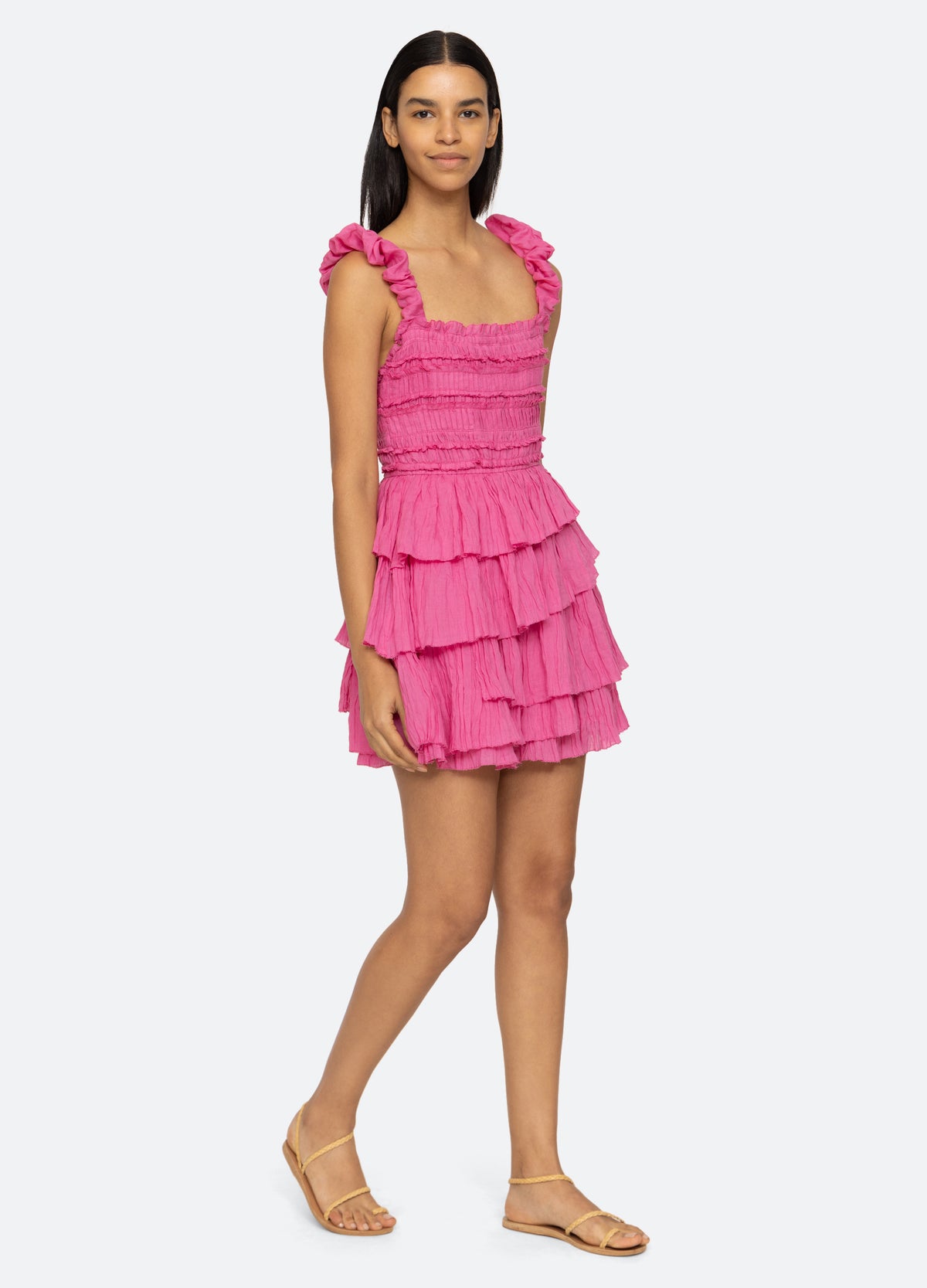 pink-cole tiered dress-three quarter view - 5