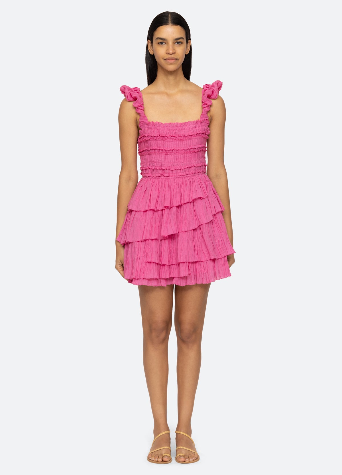 pink-cole tiered dress-front view 2 - 6