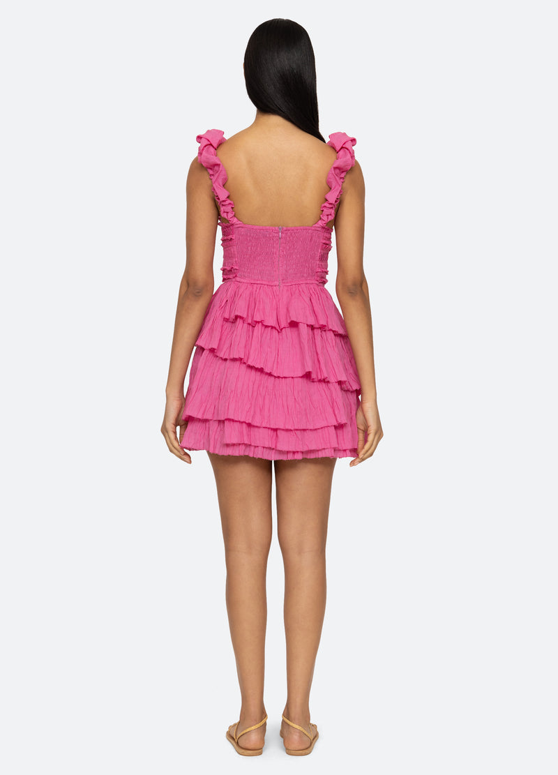 pink-cole tiered dress-back view - 2