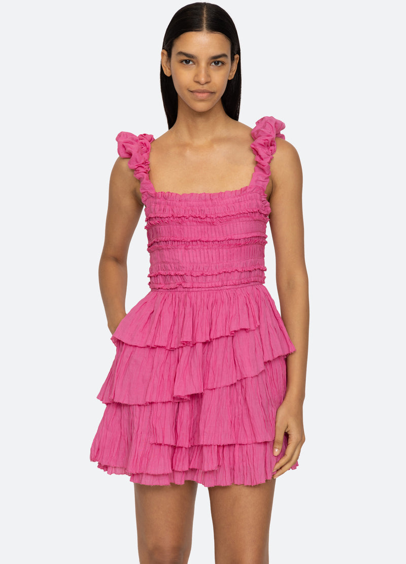 pink-cole tiered dress-detail view - 7