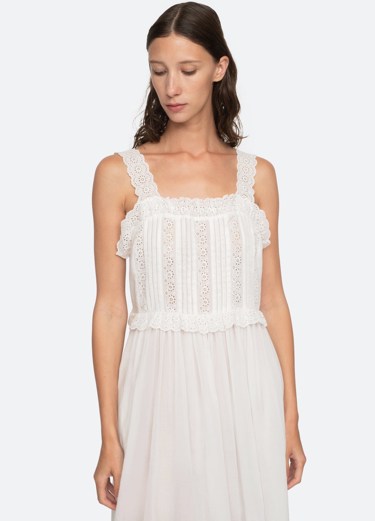 white-elysse midi nightgown-detail view - 7