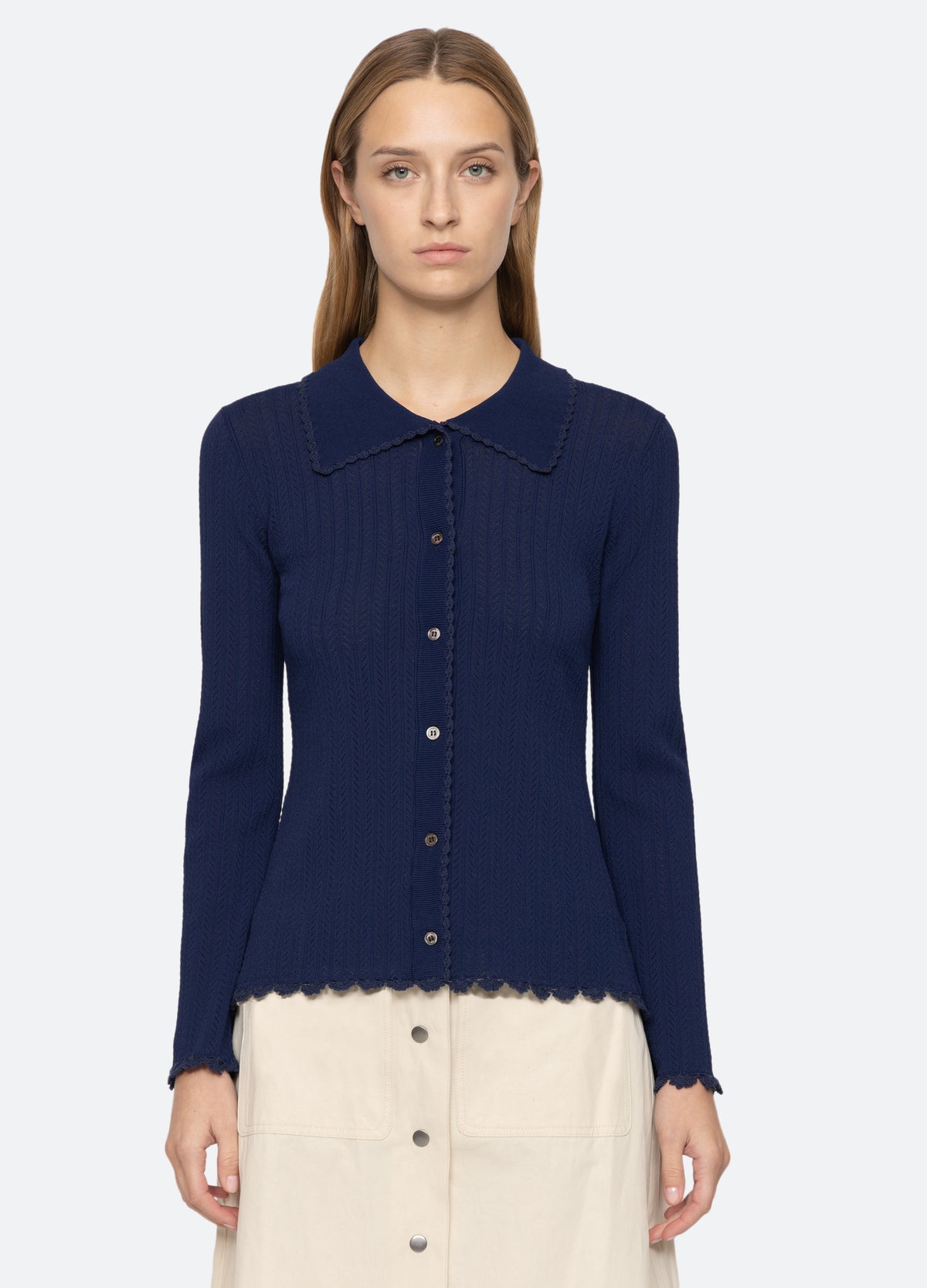 navy-abbie cardigan-front view