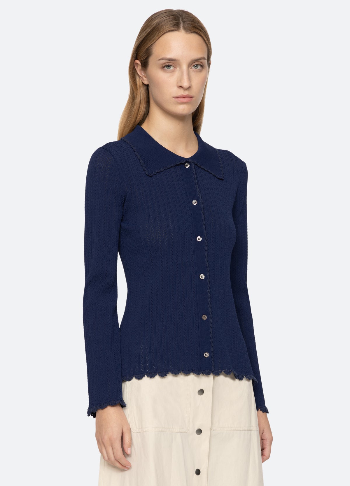 navy-abbie cardigan-three quarter view - 4