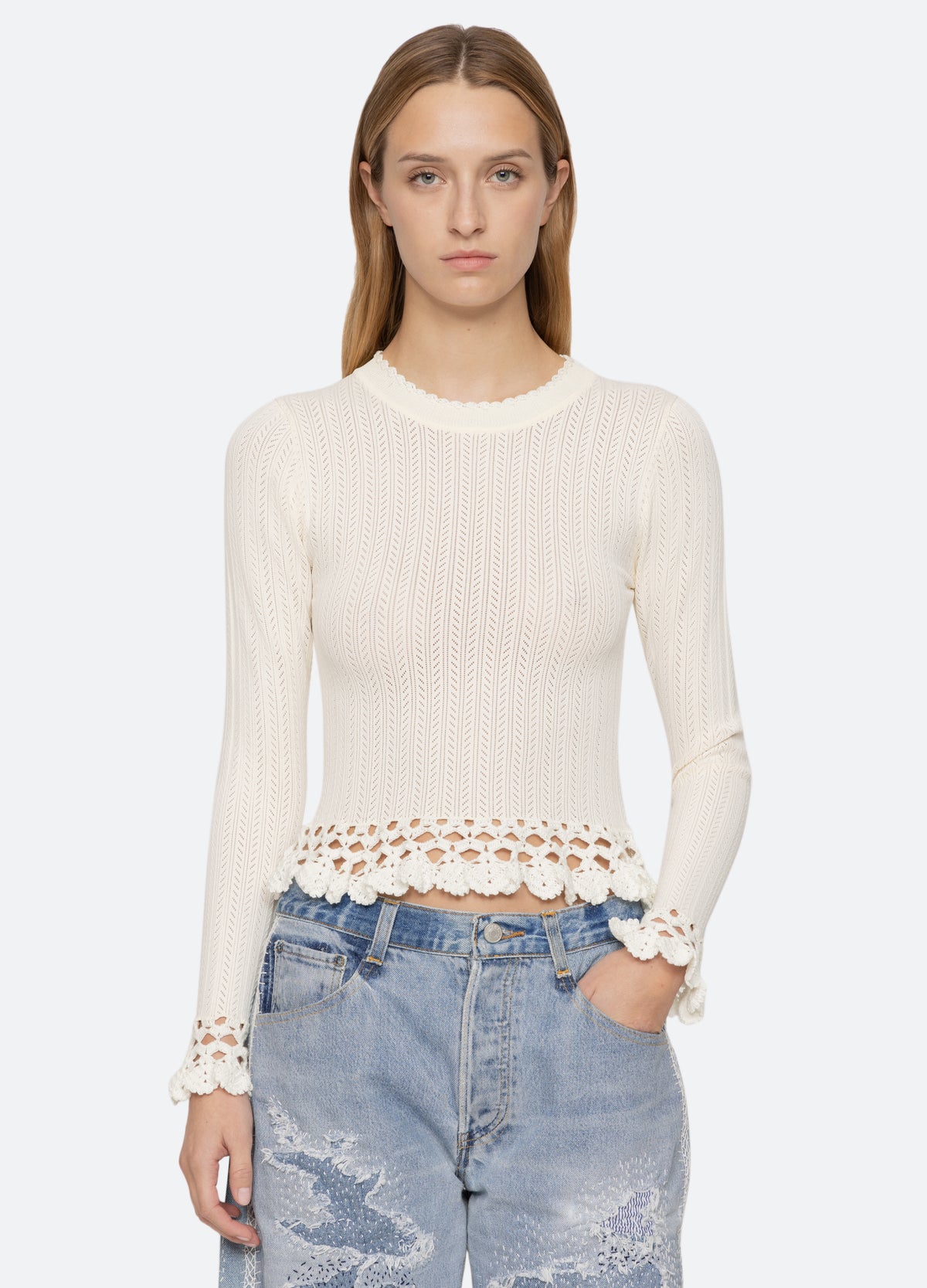 cream-abbie l/s top-front view - 2