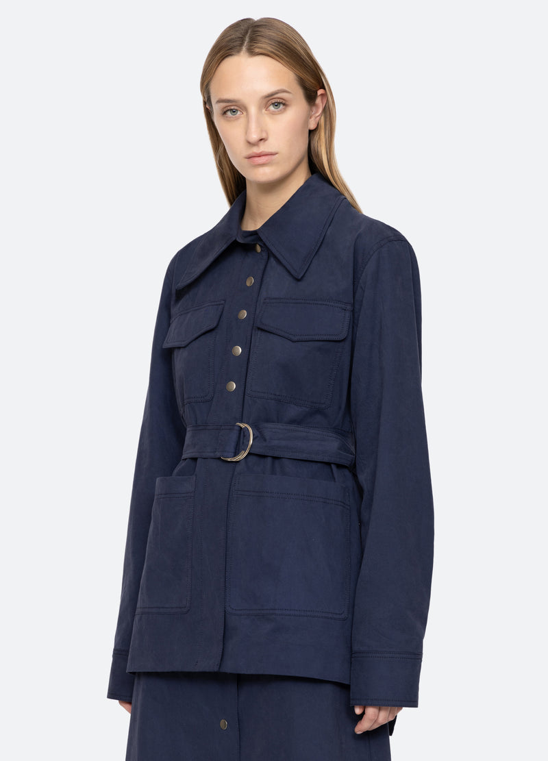 navy-adele jacket-three quarter view - 5