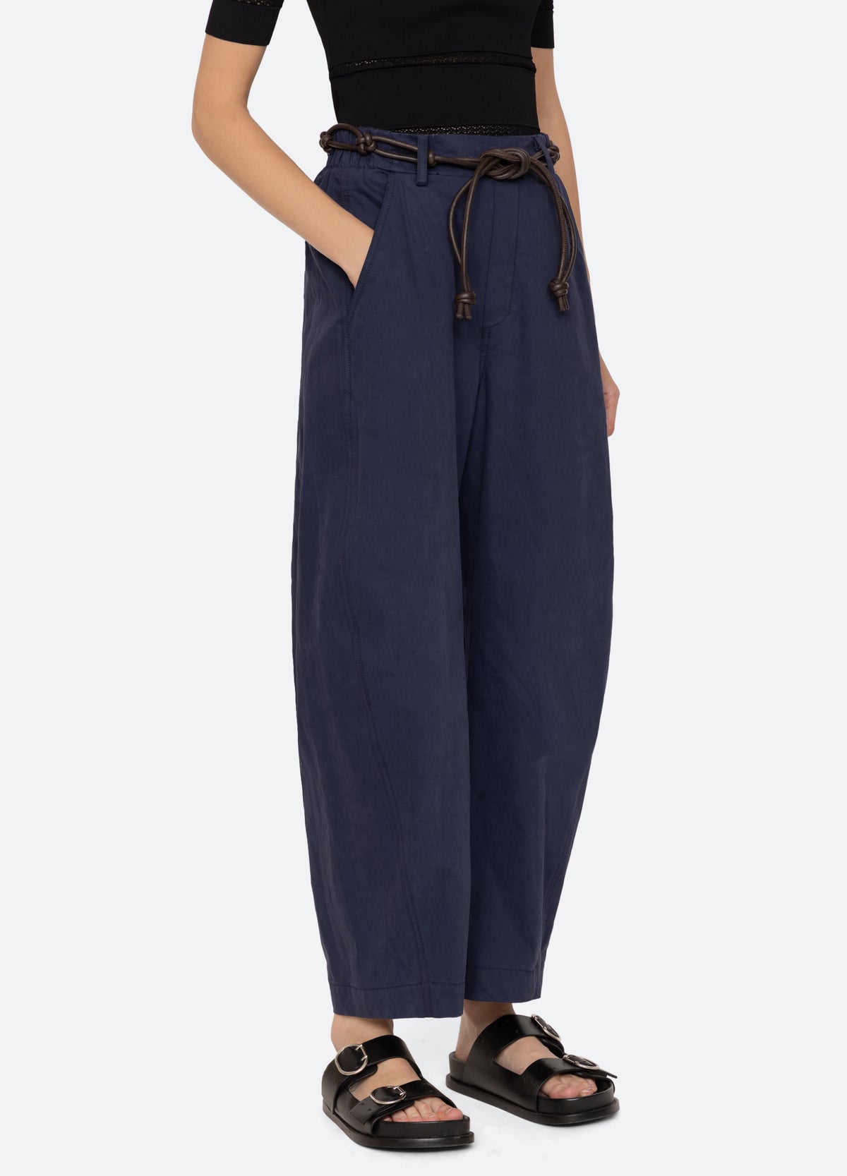 navy-adele pants-three quarter view - 5