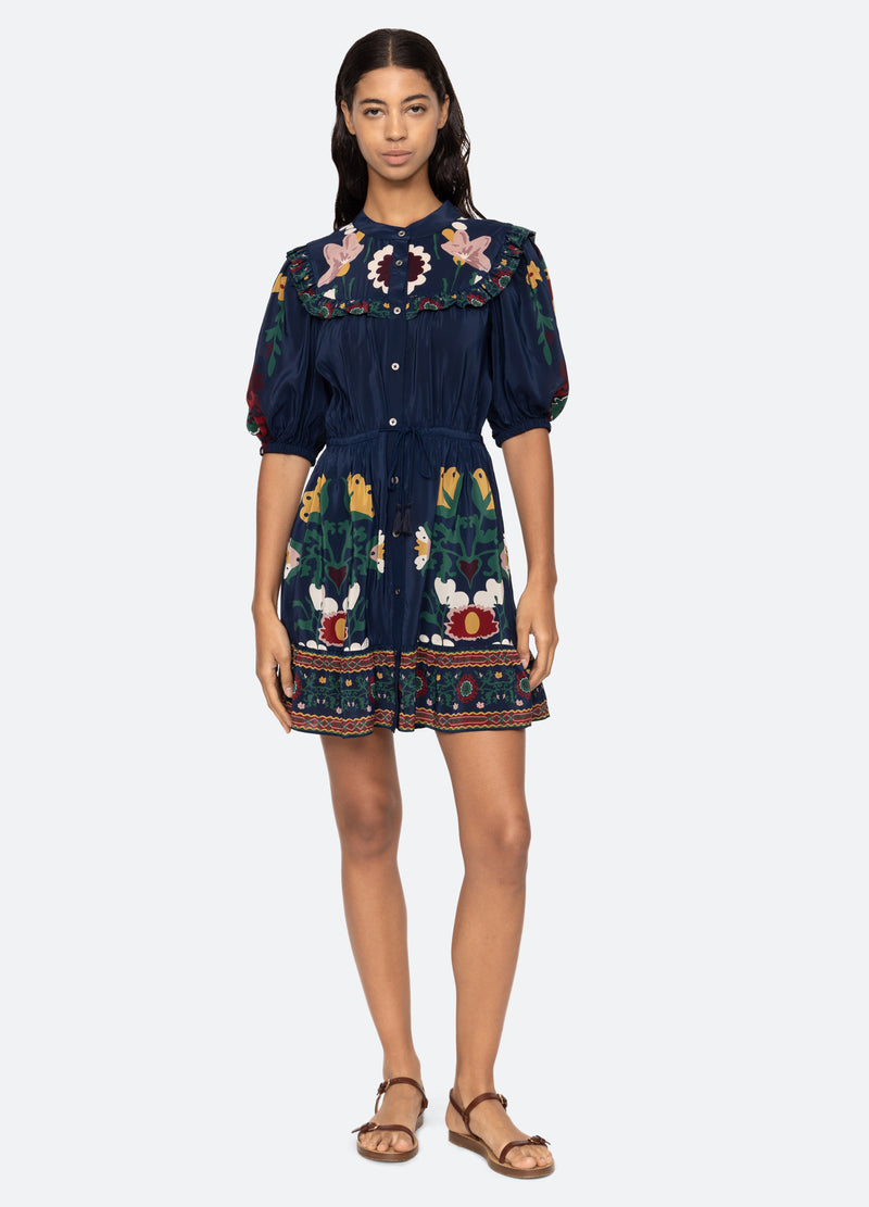 navy-cassia s/s dress-front view - 1