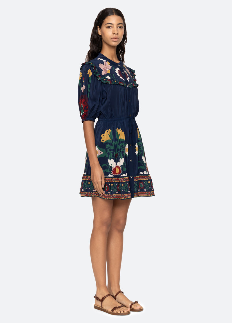 navy-cassia s/s dress-three quarter view - 4