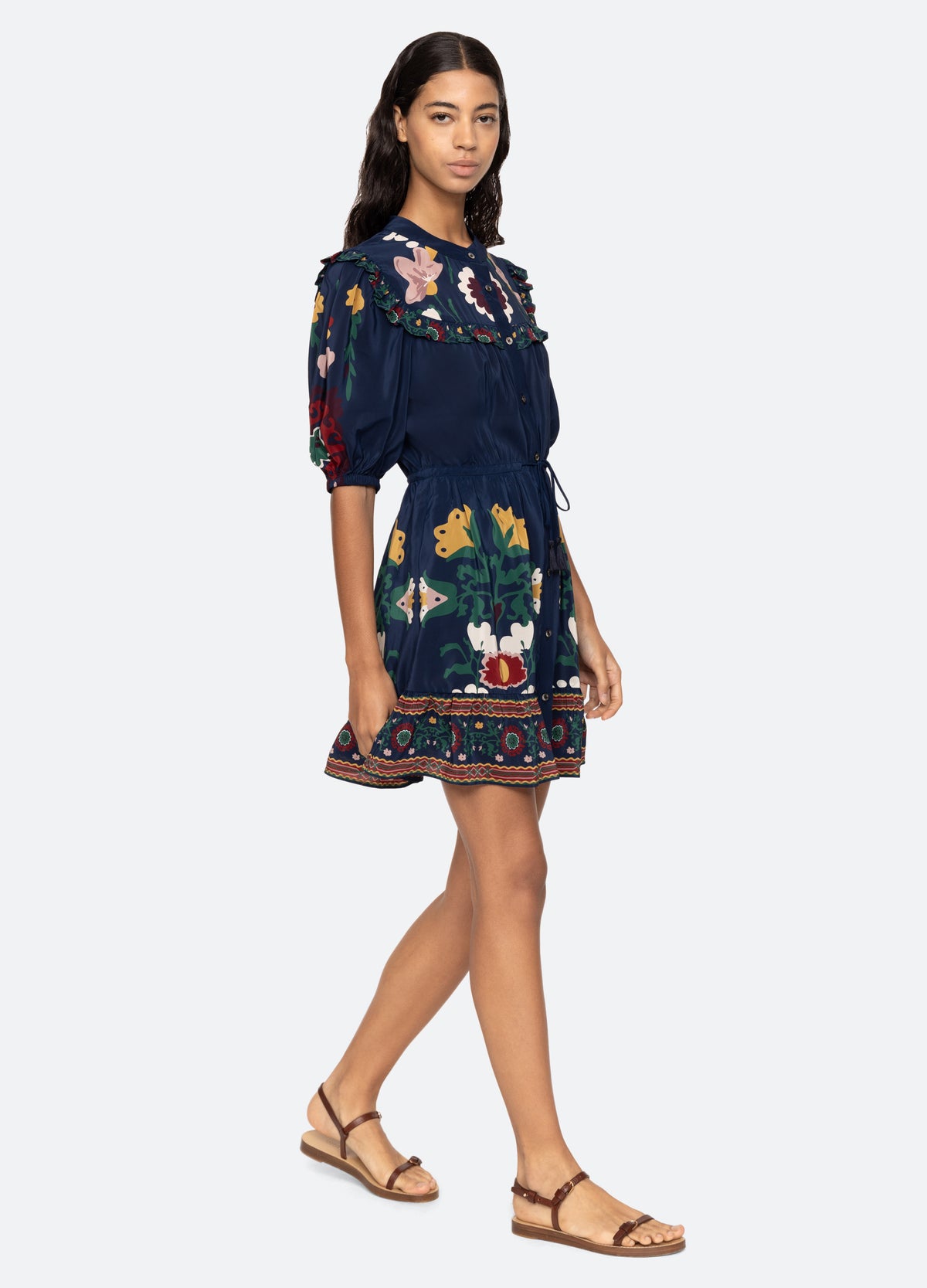 navy-cassia s/s dress-walking view - 6