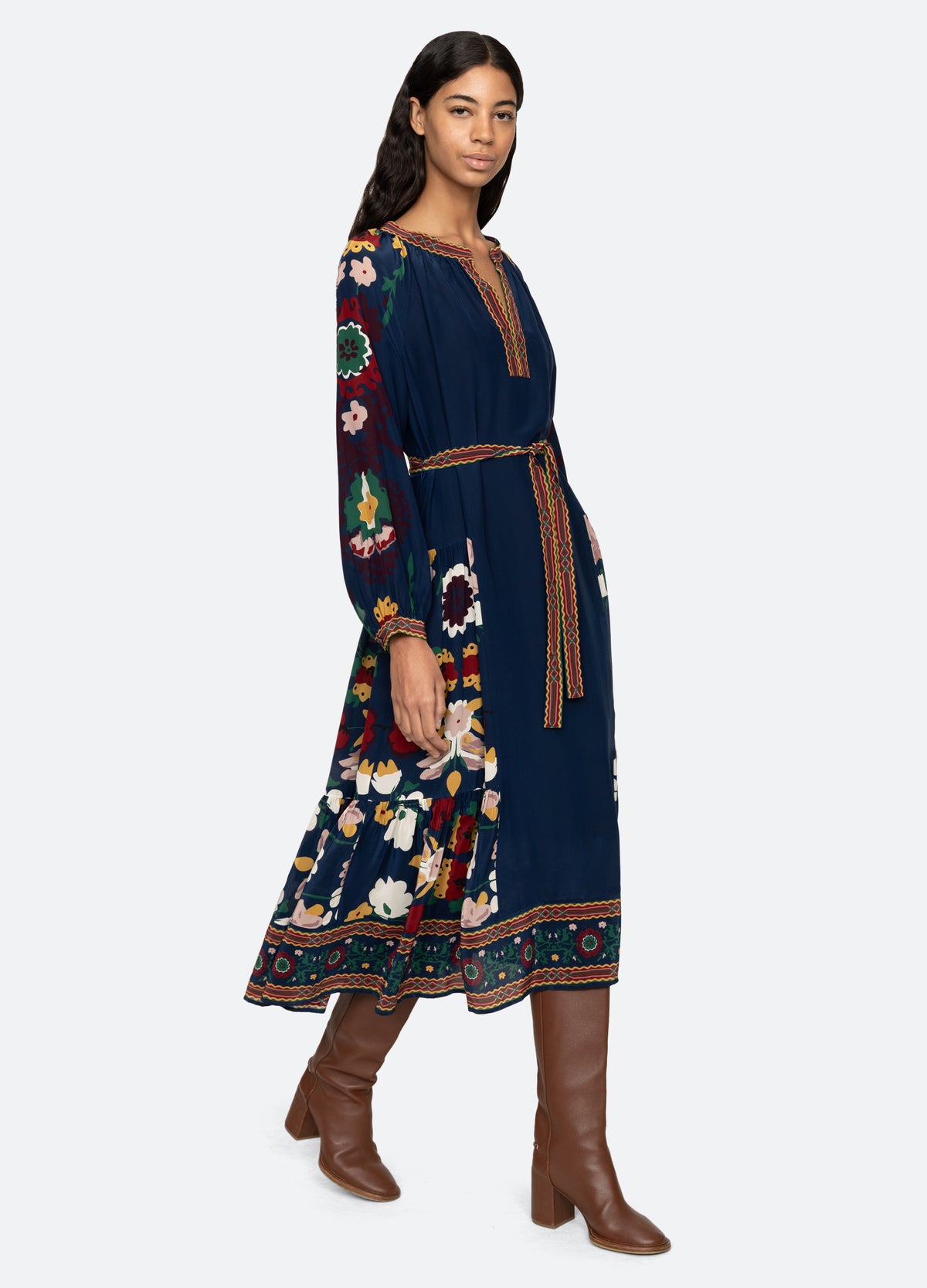 navy-cassia dress-walking view