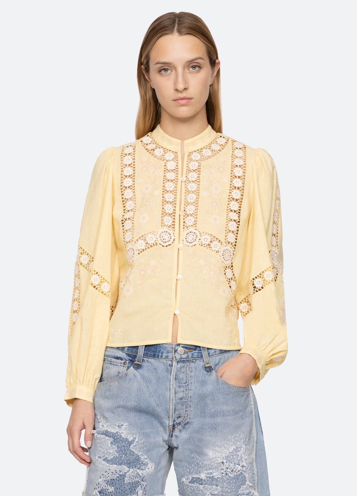 yellow-vesna blouse-front view - 2