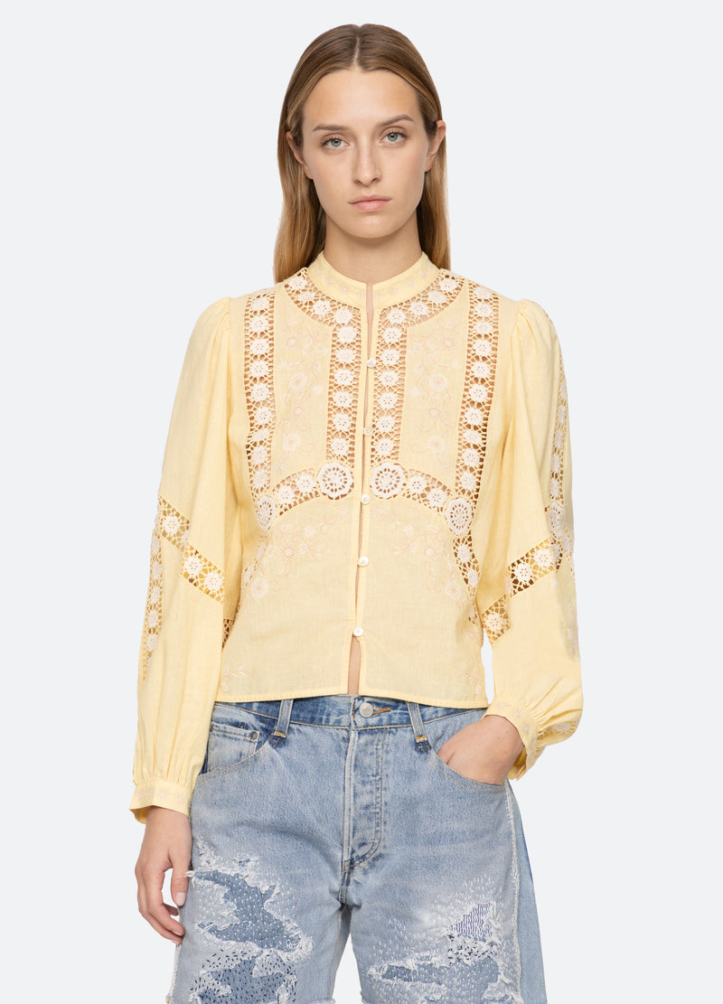 yellow-vesna blouse-front view - 2