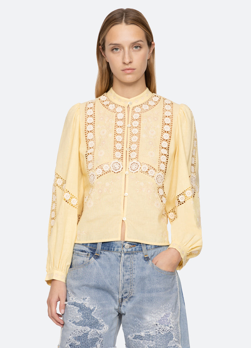 yellow-vesna blouse-front view - 8