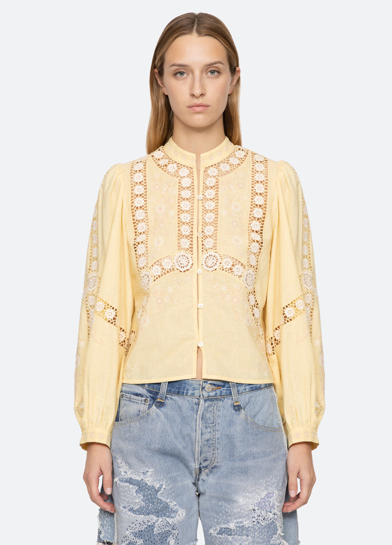 yellow-vesna blouse-front view 2 - 6