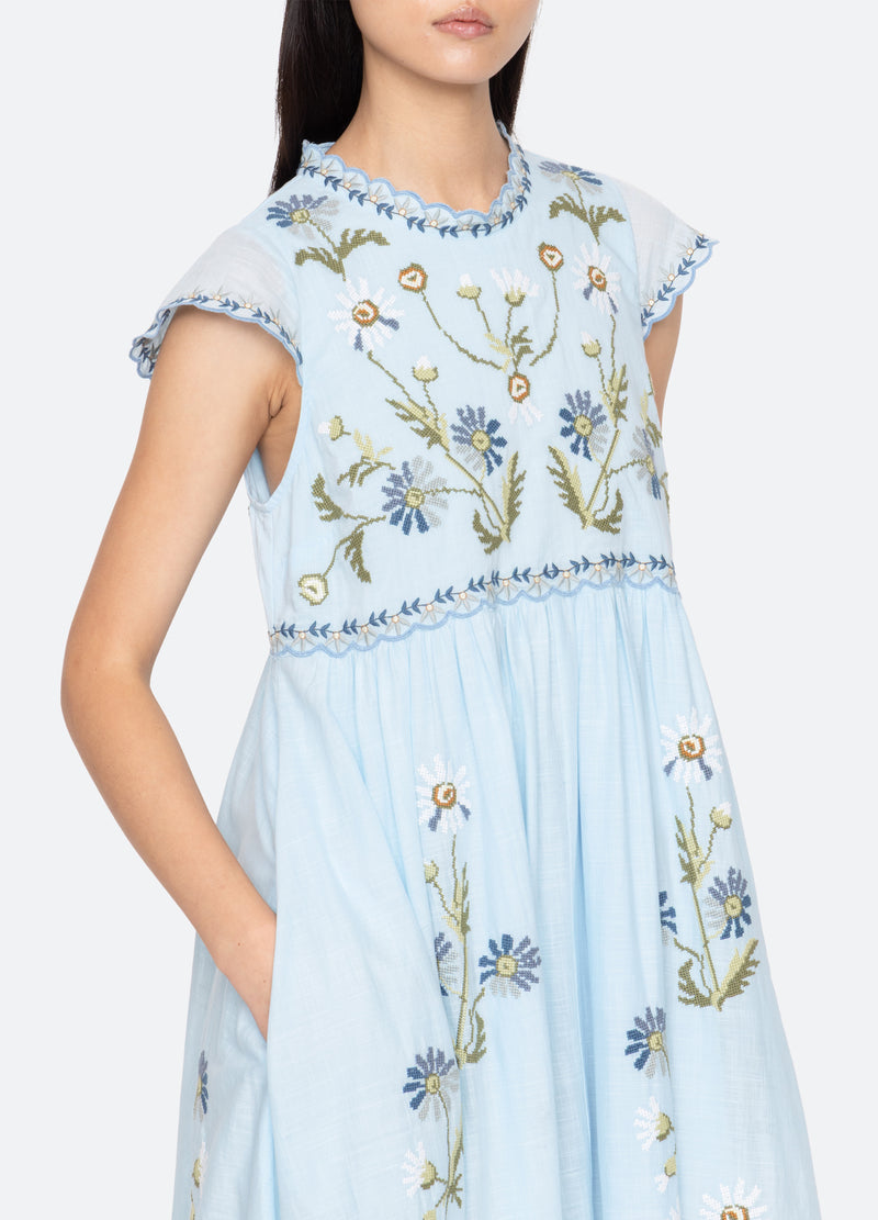 Sea Audra Embroidered Midi Dress - Yellow Sea Audra Embroidered Midi Dress - Yellow