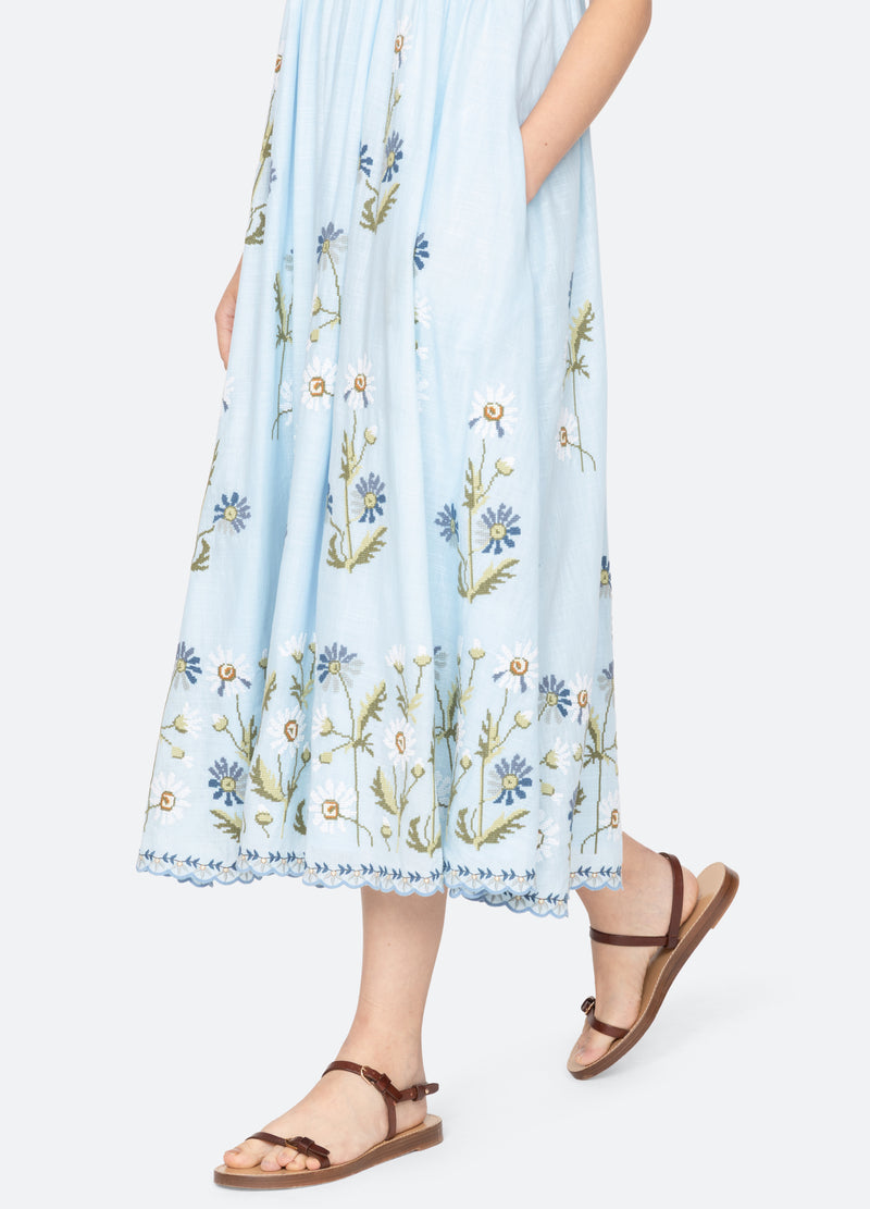 Sea Audra Embroidered Midi Dress - Yellow Sea Audra Embroidered Midi Dress - Yellow