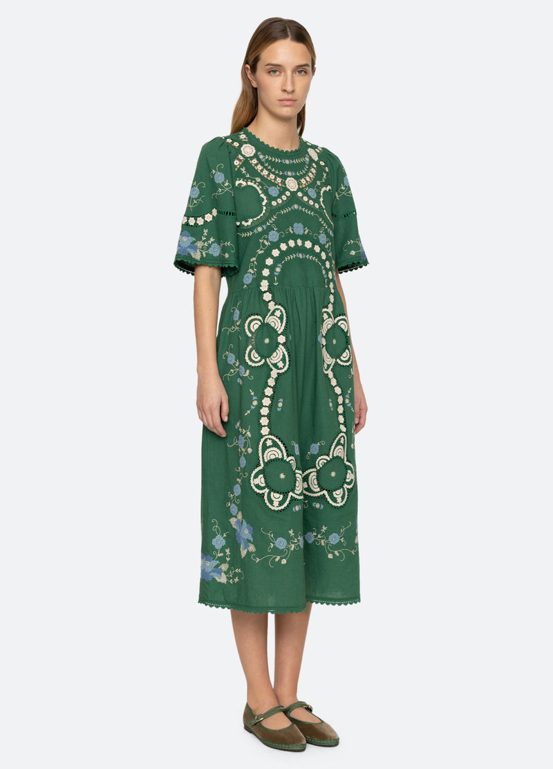 green-vesna s/s dress-three quarter view - 6