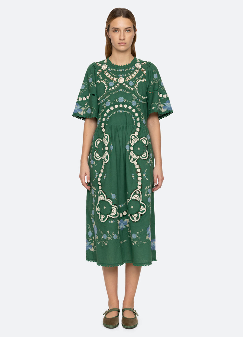 green-vesna s/s dress-front view 2 - 7