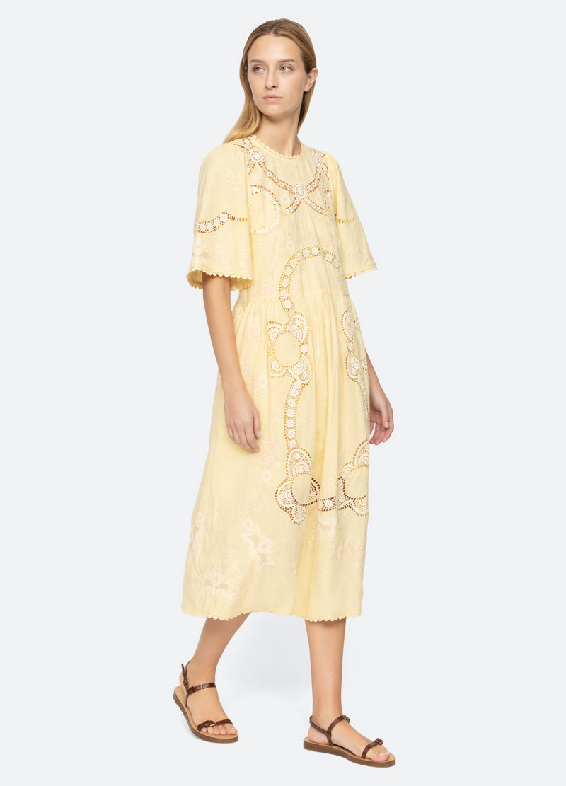 yellow-vesna s/s dress-walking view - 16