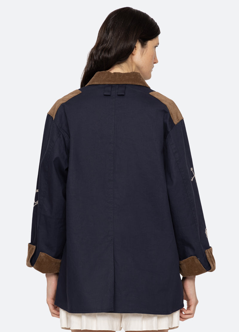 navy-clyde barn jacket-back view - 4