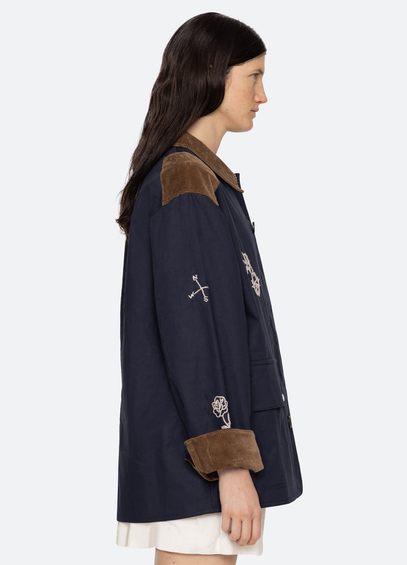 navy-clyde barn jacket-side view - 5