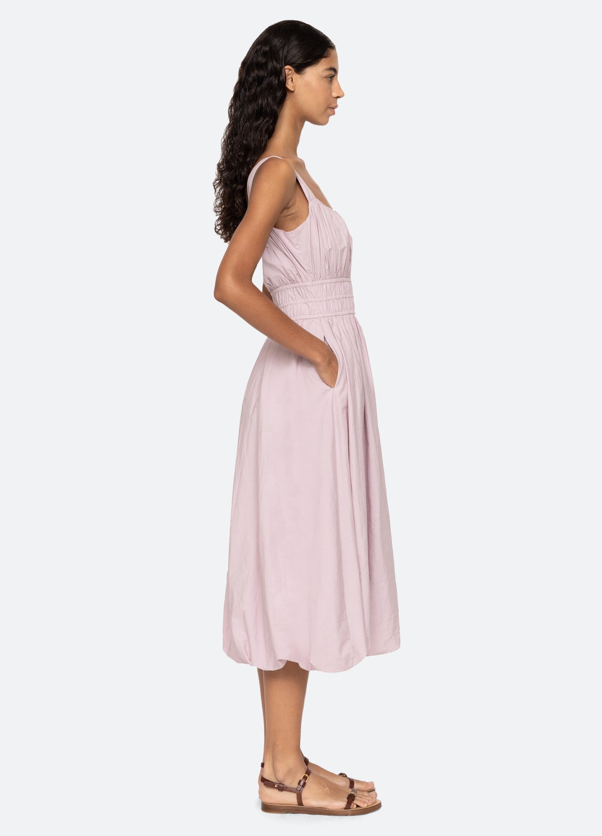 lilac-emmet midi dress-side view - 3