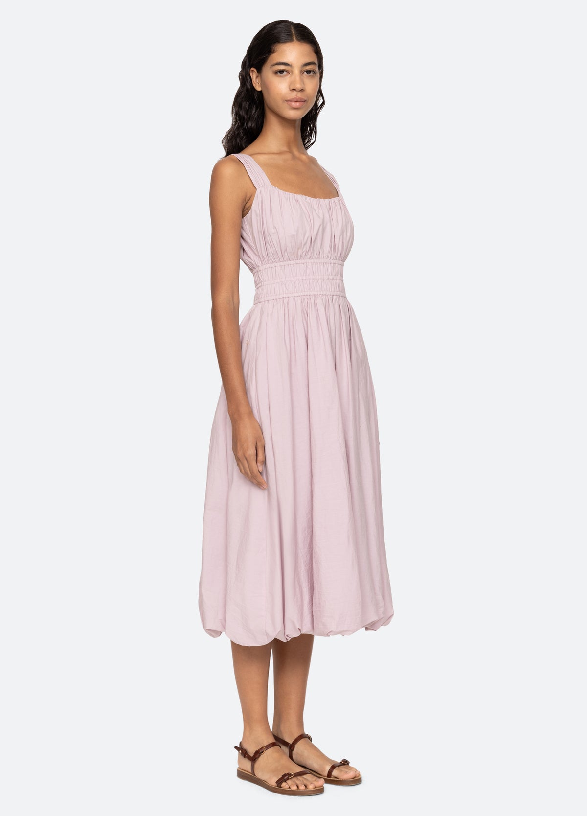 lilac-emmet midi dress-three quarter view - 4