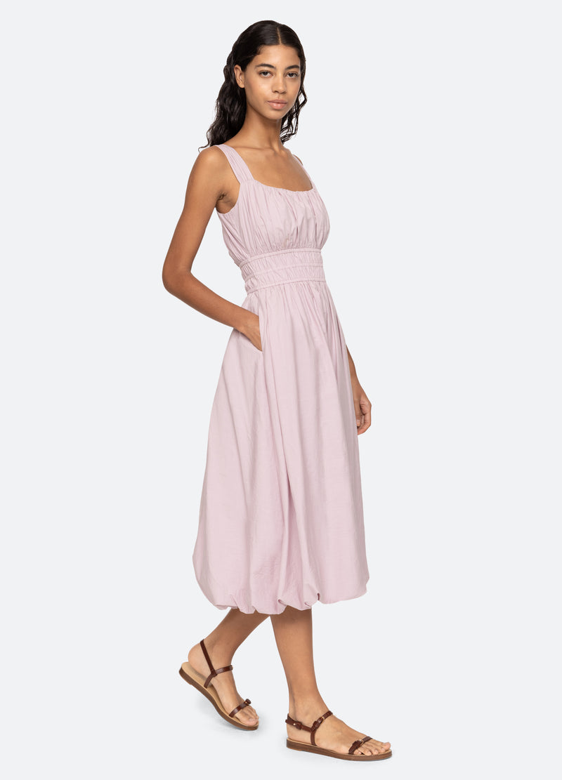 lilac-emmet midi dress-walking view - 5