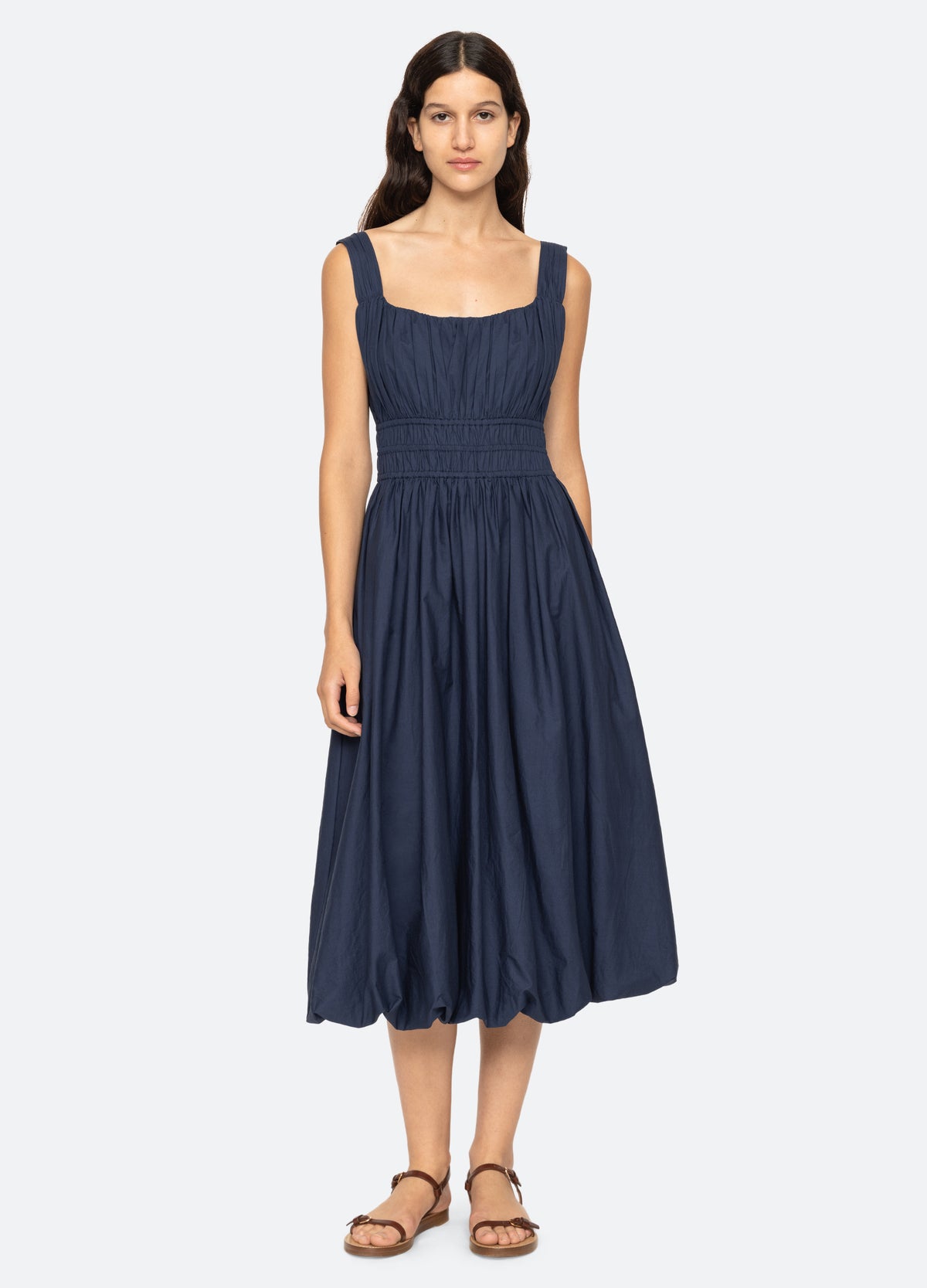 navy-emmet midi dress-front view 3 - 13