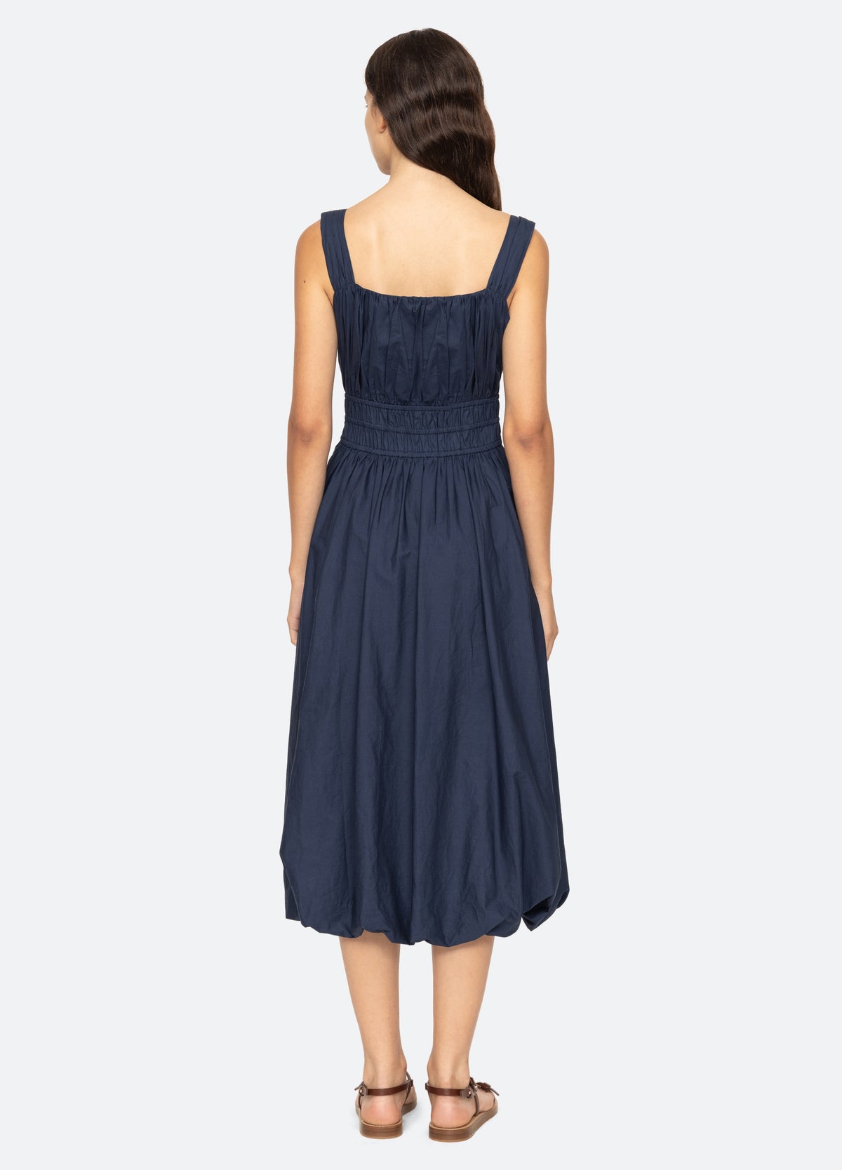 navy-emmet midi dress-back view - 9