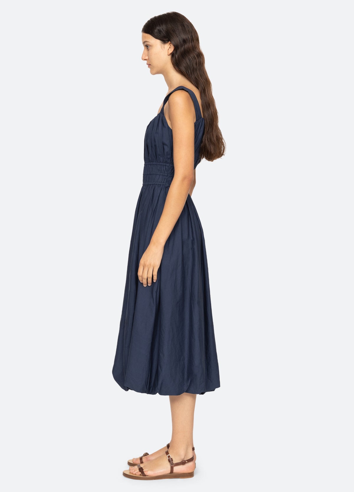 navy-emmet midi dress-side view - 10