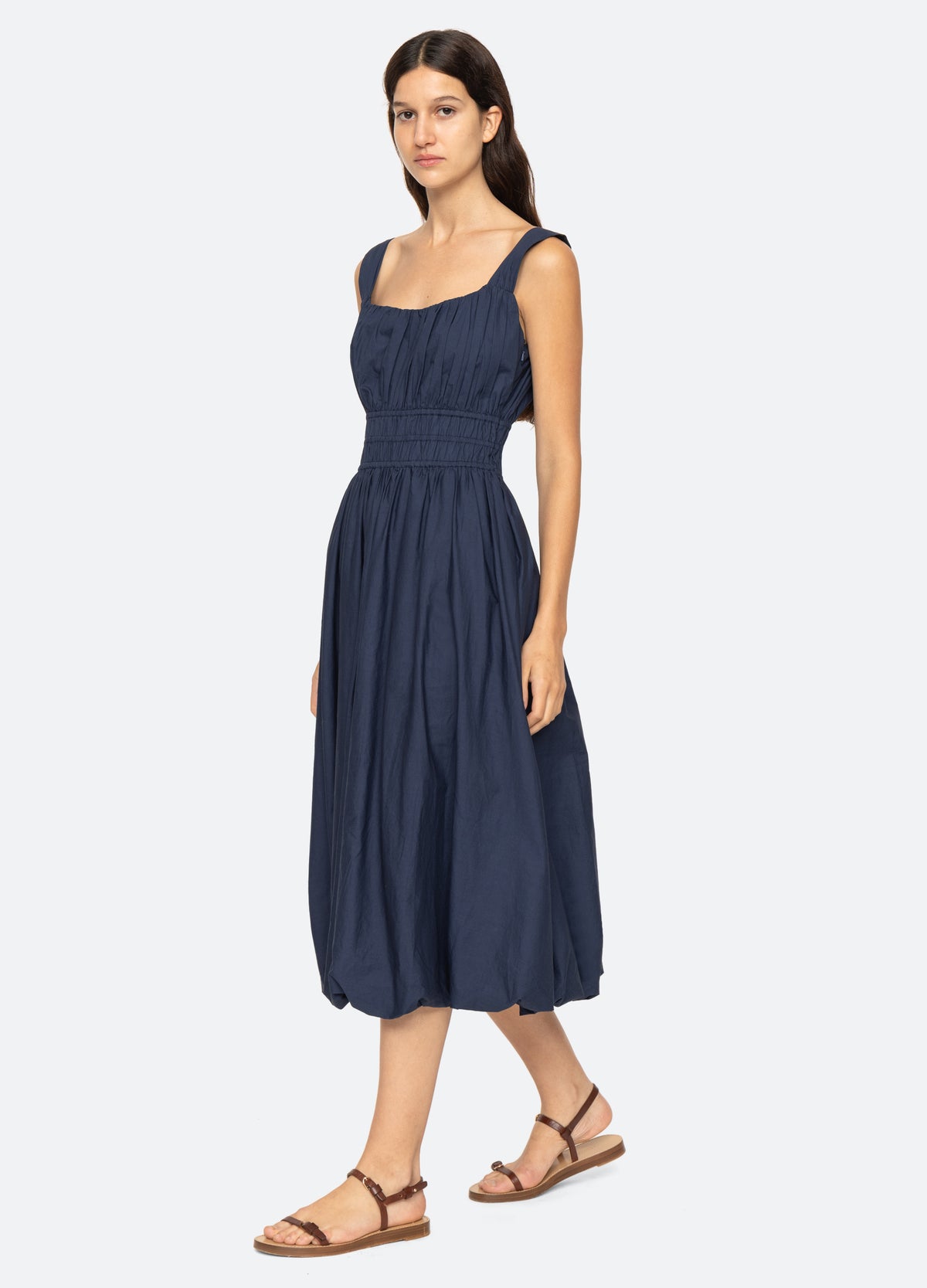 navy-emmet midi dress-front view - 8