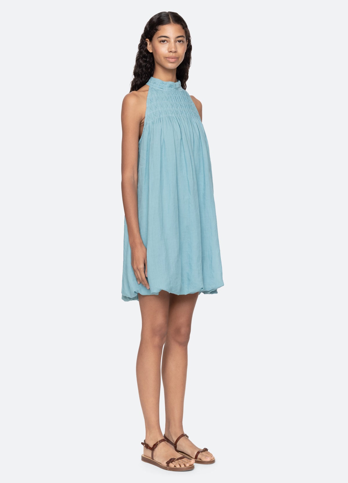 blue-violet mini dress-three quarter view - 5