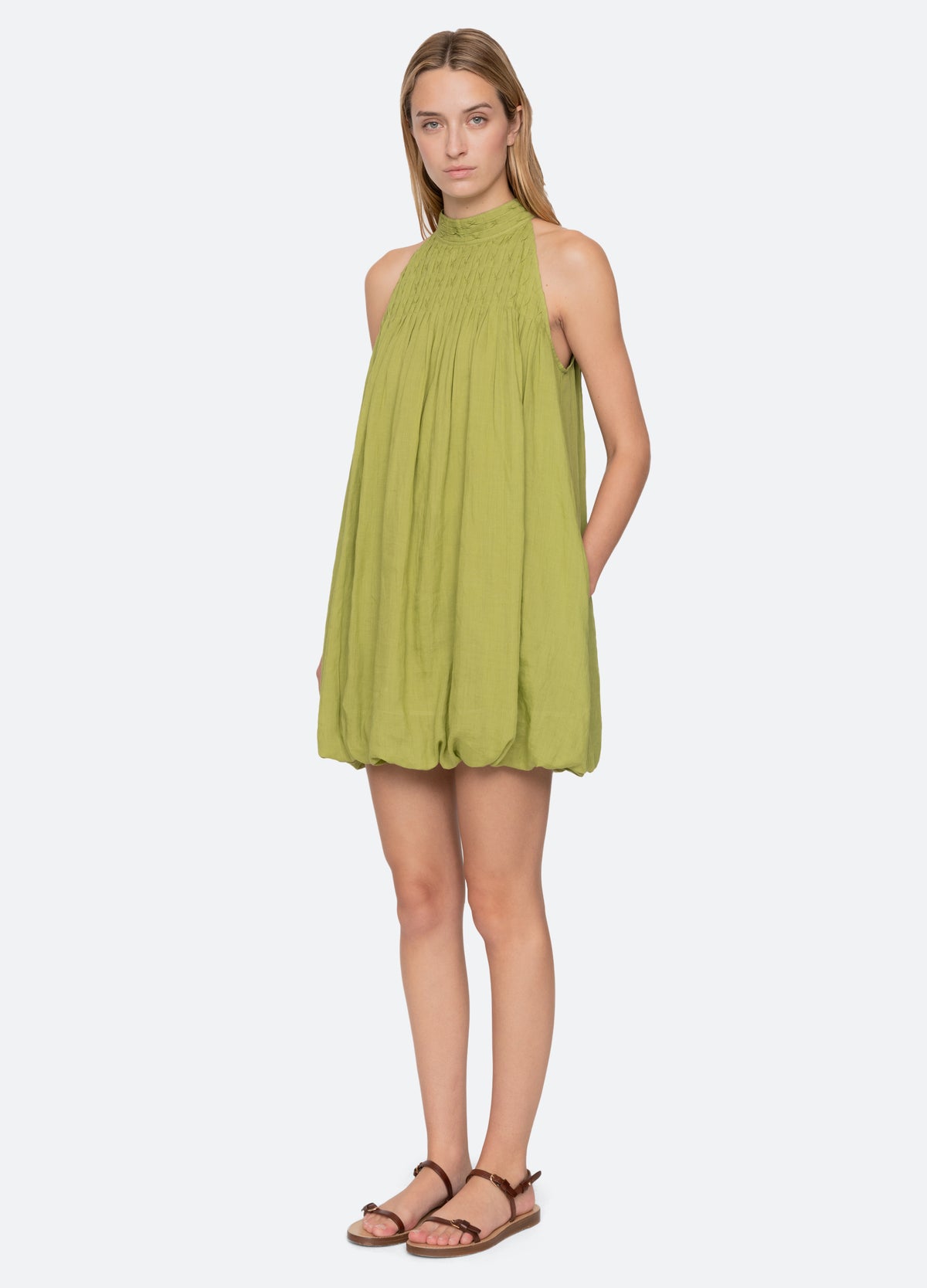 green-violet mini dress-three quarter view - 10