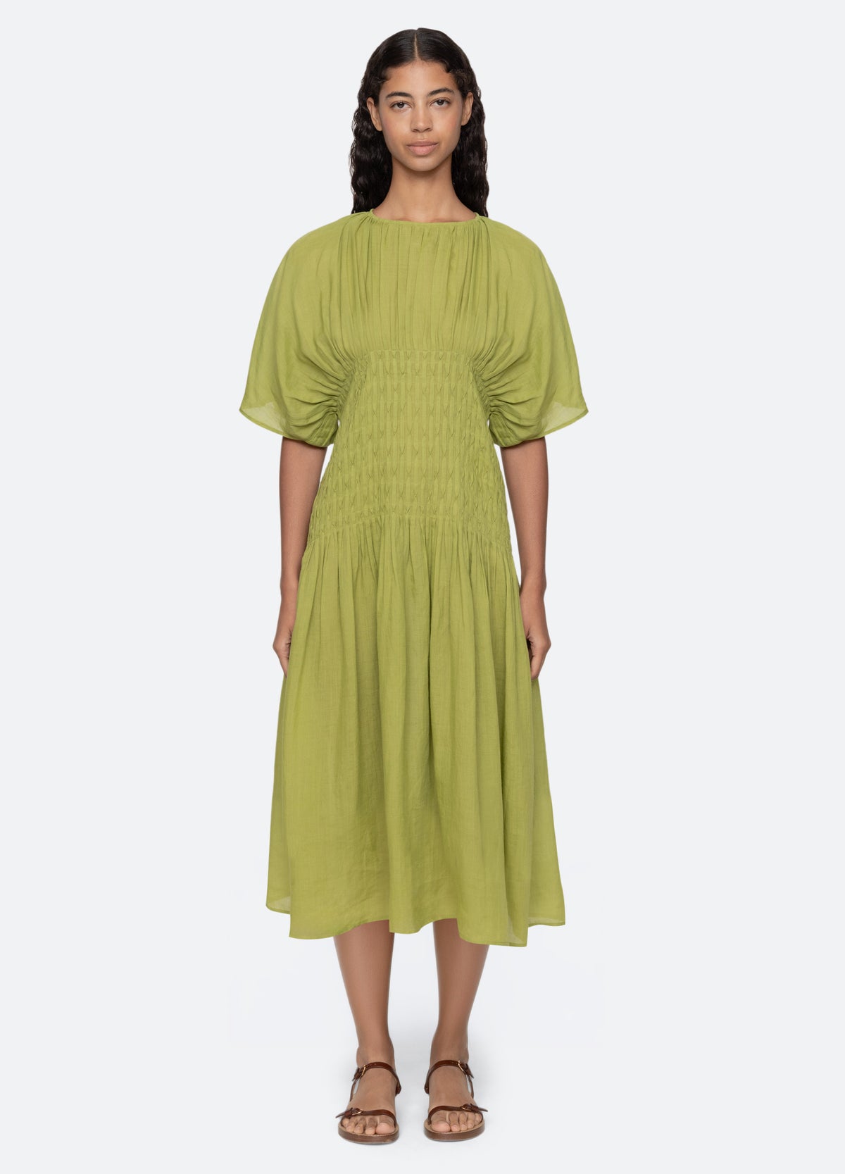 green midi dress with sleeves Sea Violet Midi Dress