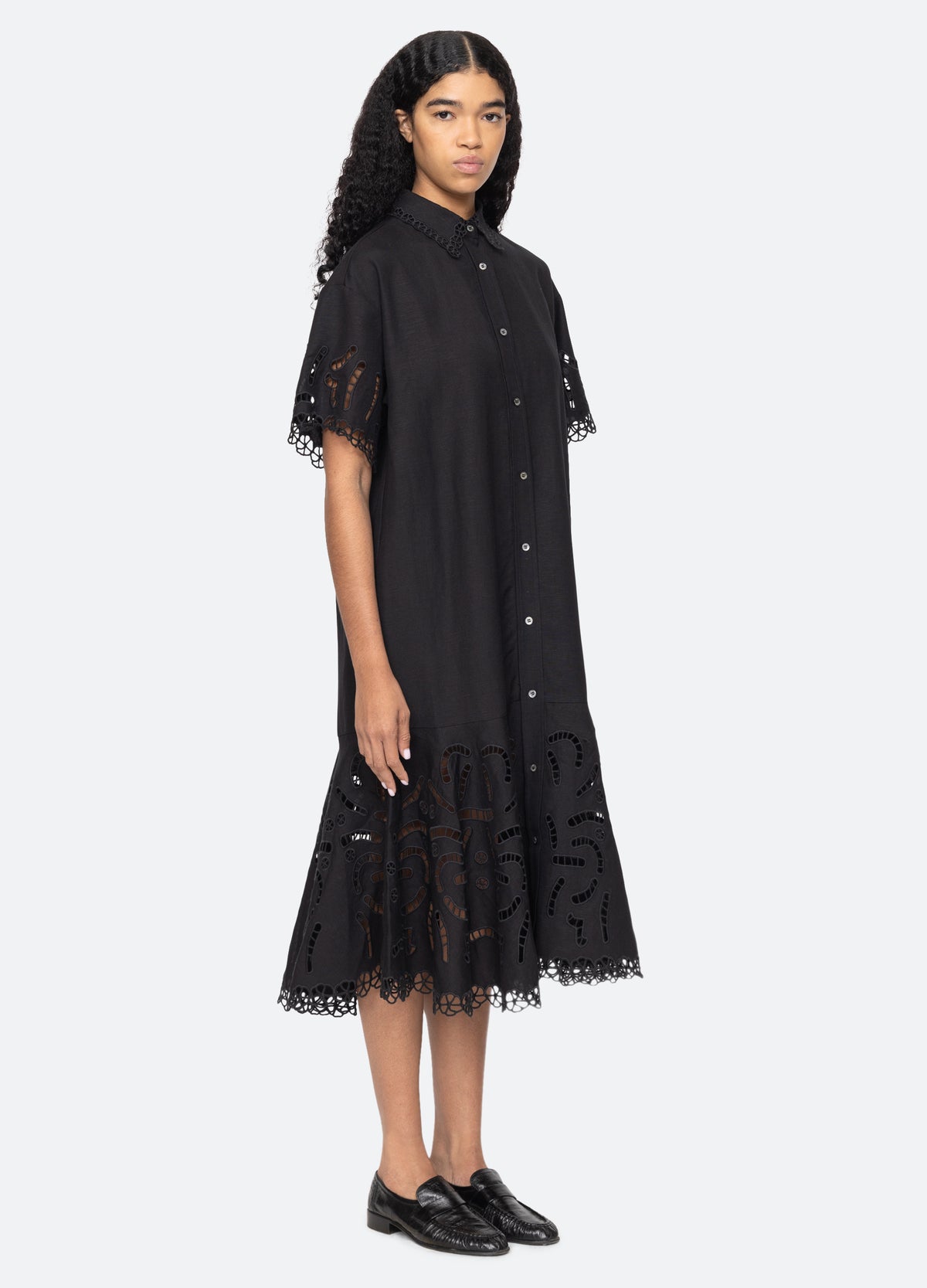 black-marja shirt dress-three quarter view - 11