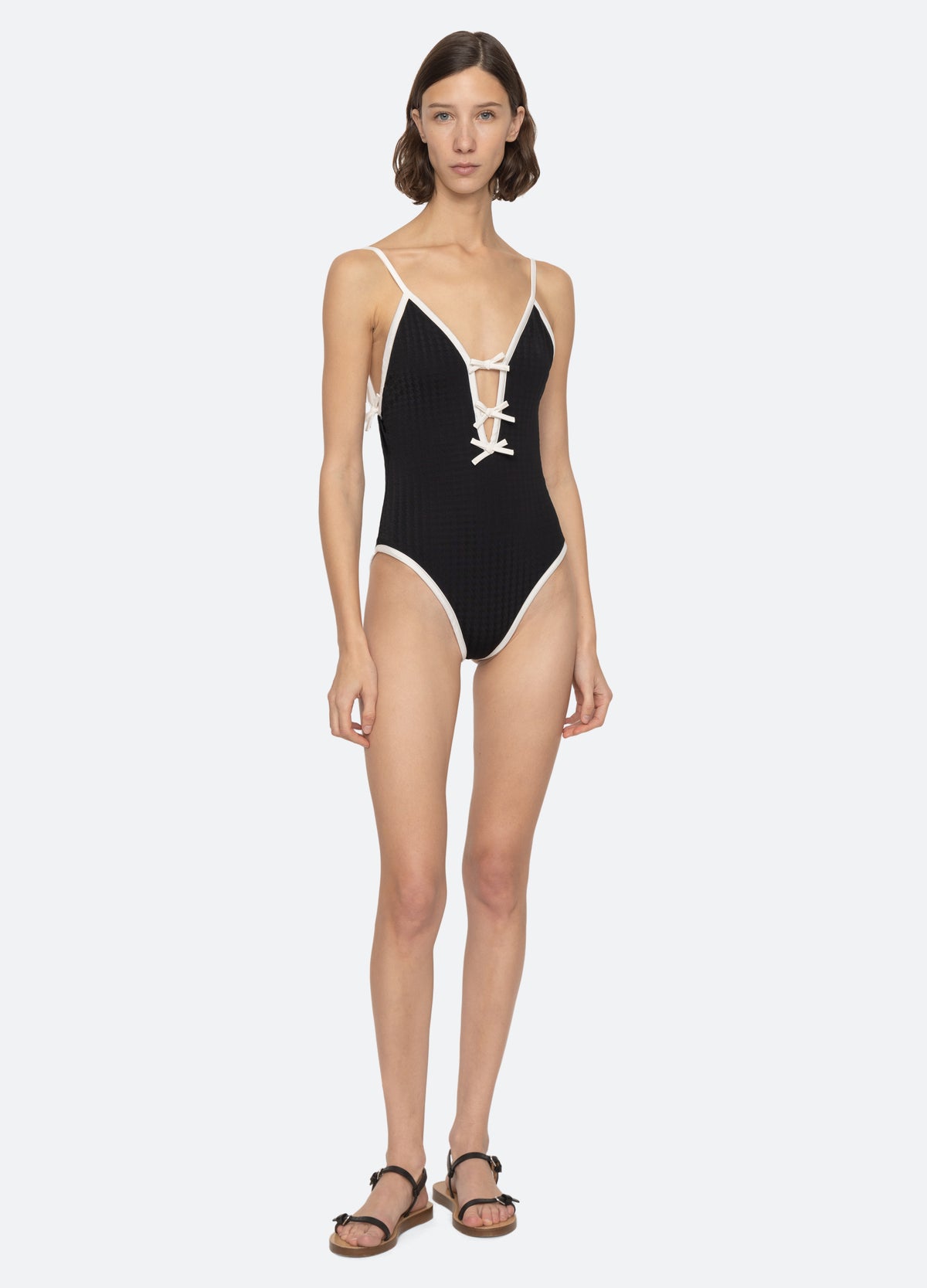 black-briella one piece-front view - 2