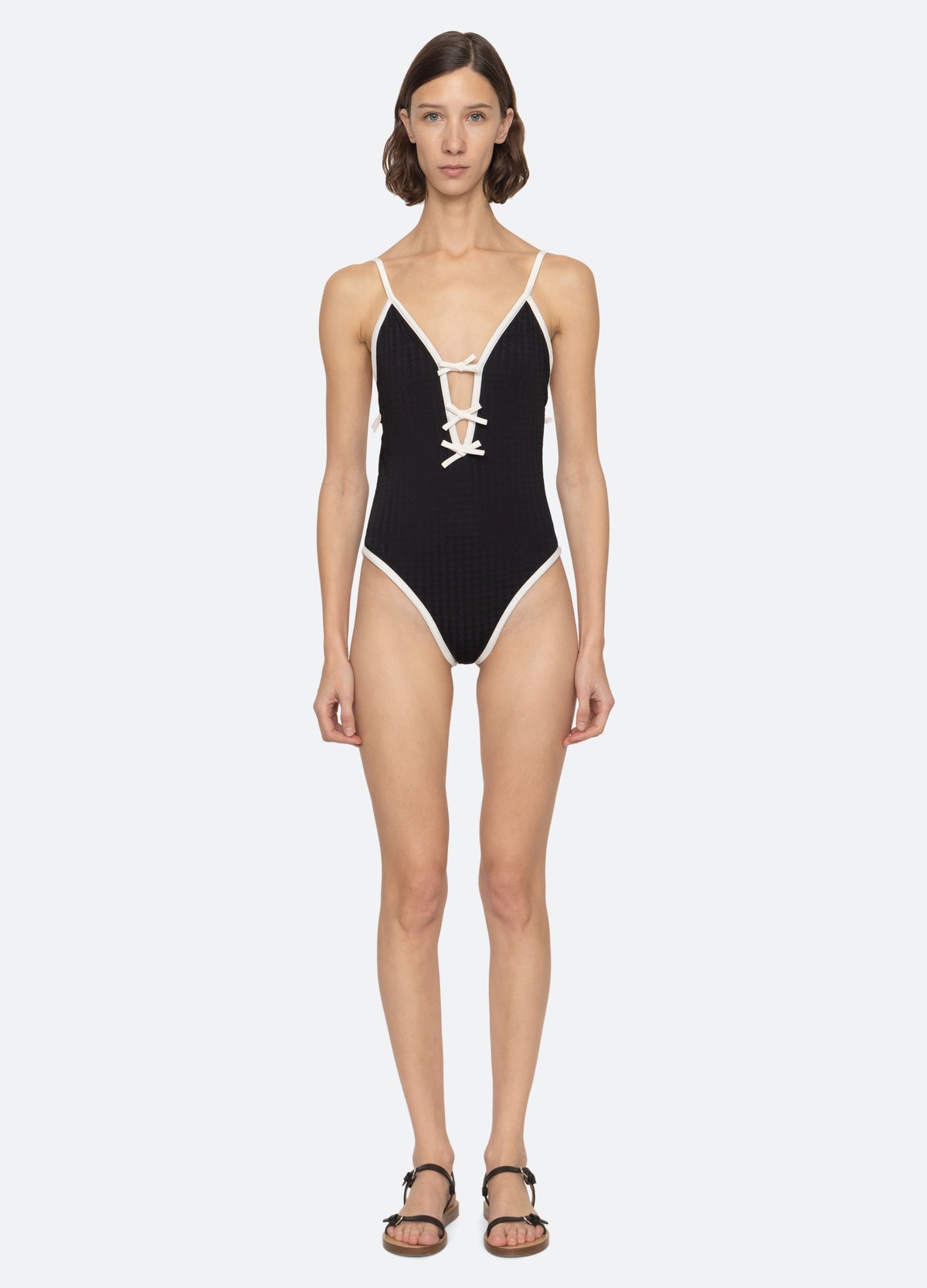 black-briella one piece-front view 2 - 6